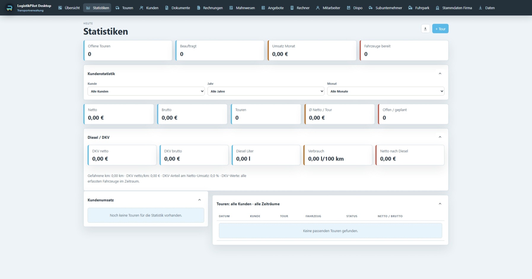 LogistikPilot Desktop Statistiken