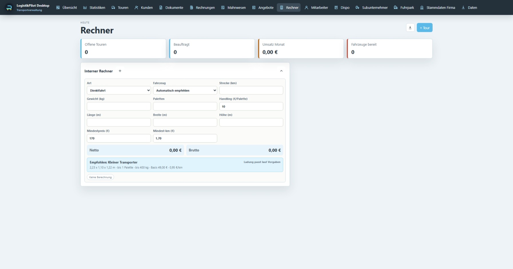 LogistikPilot Desktop interner Rechner